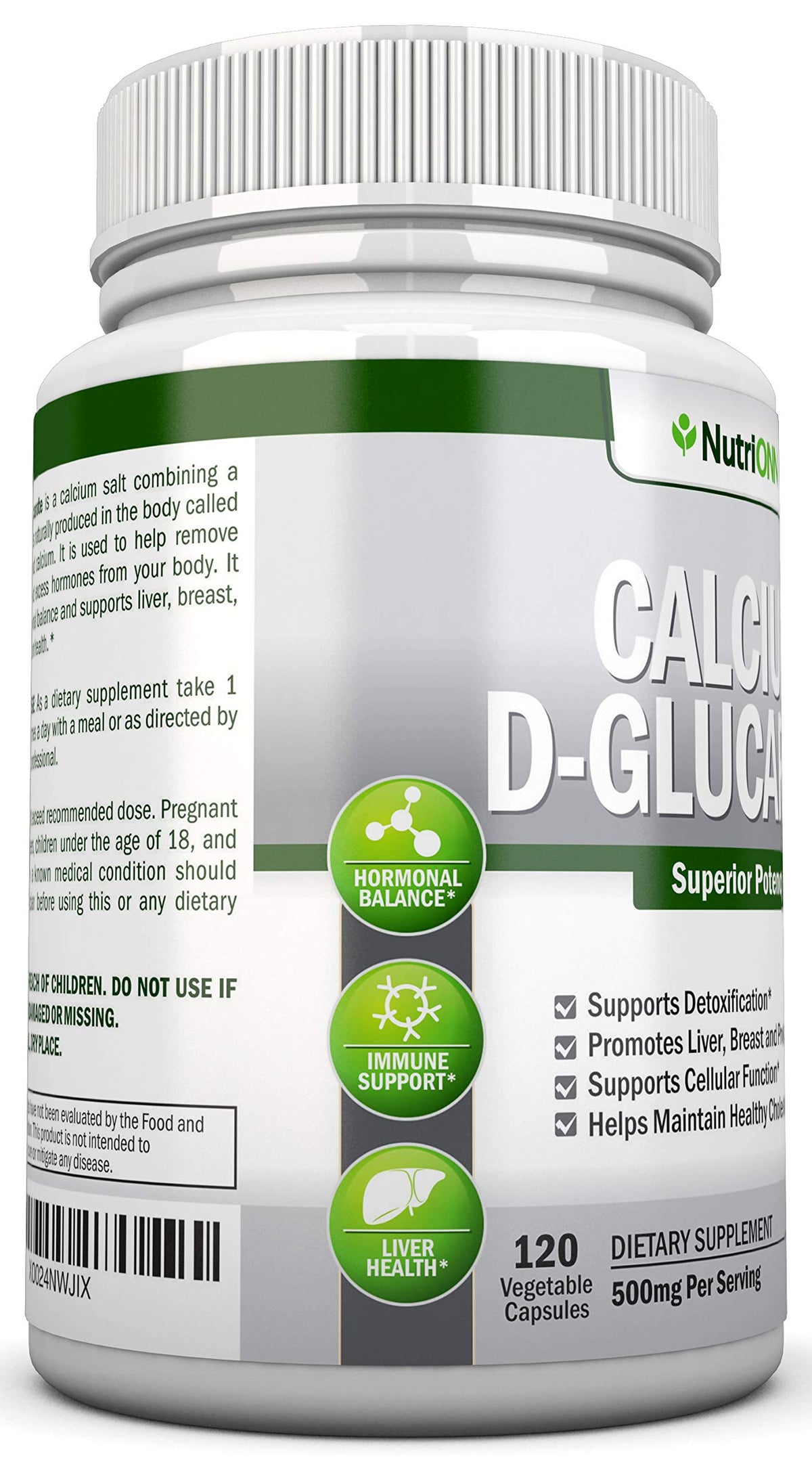 NutriONN Calcium D-Glucarate 500mg étiquette des ingrédients