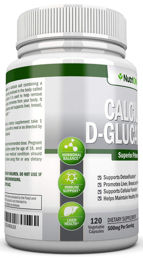 NutriONN Calcium D-Glucarate 500mg étiquette des ingrédients