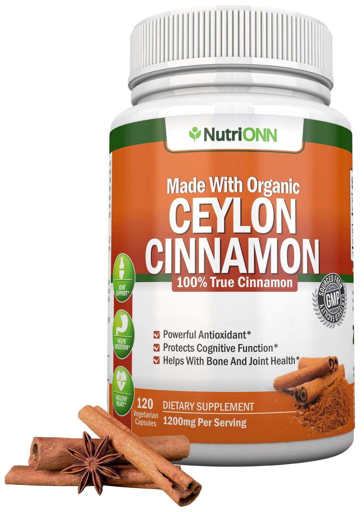 NutriONN Cannelle de Ceylan Bio 1200 mg gélules végétales vue avant