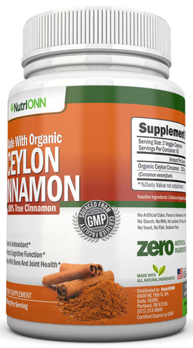 NutriONN Cannelle de Ceylan Bio gélules sur fond blanc