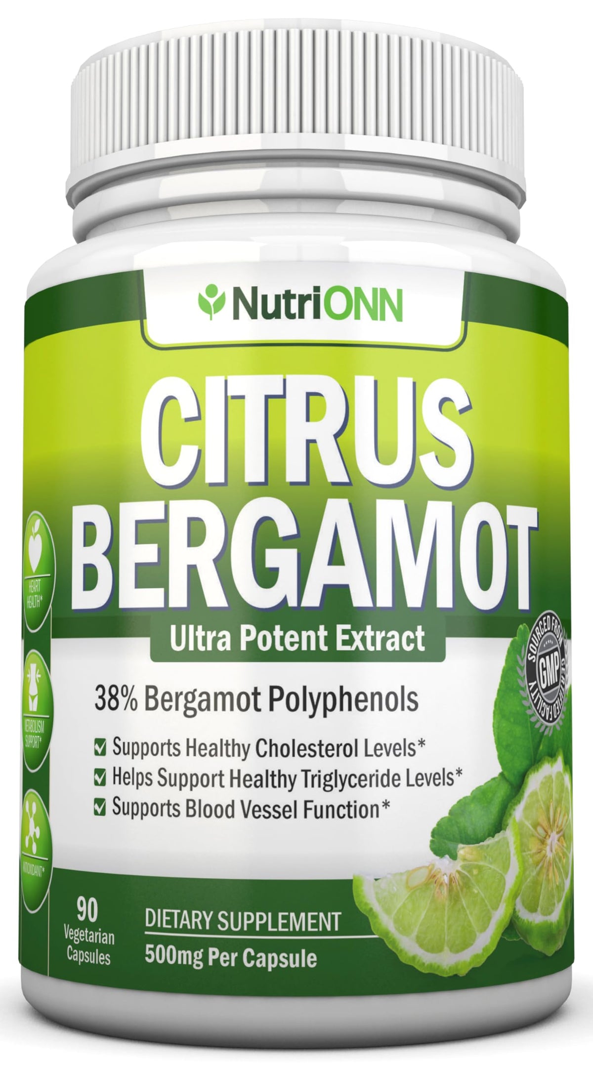 NutriONN Citrus Bergamot 500 mg gélules végétariennes, vue de face