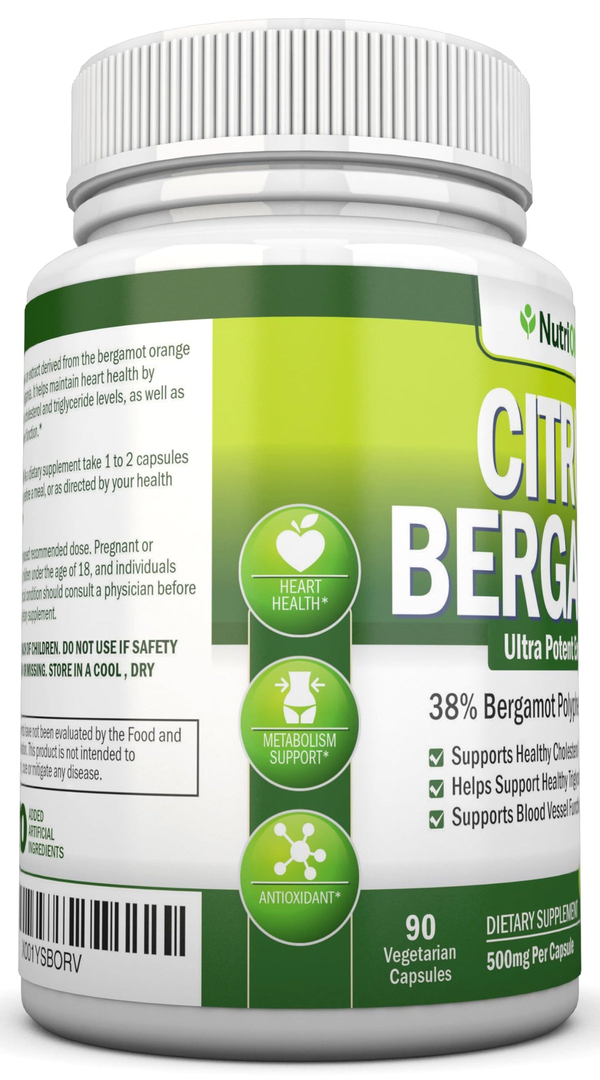 NutriONN Citrus Bergamot, vue de l'arrière de la bouteille