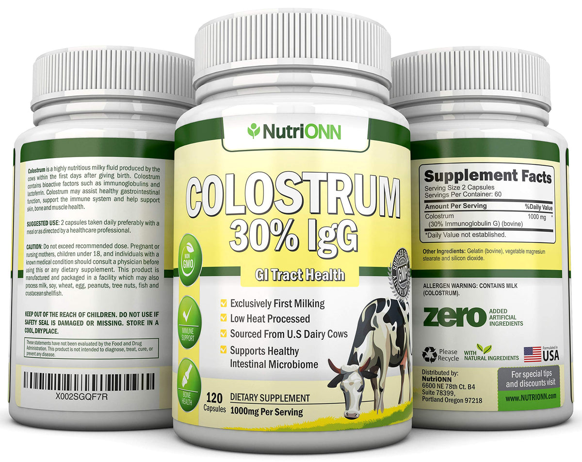 NutriONN Colostrum 1000mg, capsules à l'intérieur du flacon