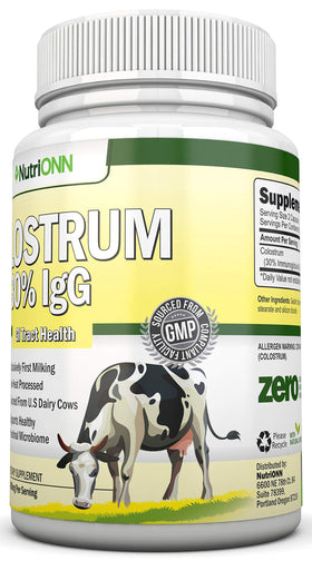 NutriONN Colostrum 1000mg, vue de côté du flacon