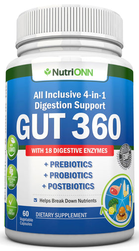 NutriONN Complément Alimentaire 4-en-1 Probiotiques Prébiotiques Enzymes vue de face