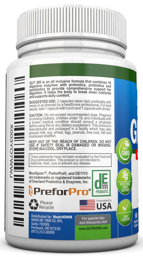 NutriONN Complément Alimentaire 4-en-1 Probiotiques Prébiotiques Enzymes dosage