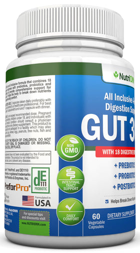 NutriONN Complément Alimentaire 4-en-1 Probiotiques Prébiotiques Enzymes ingrédients