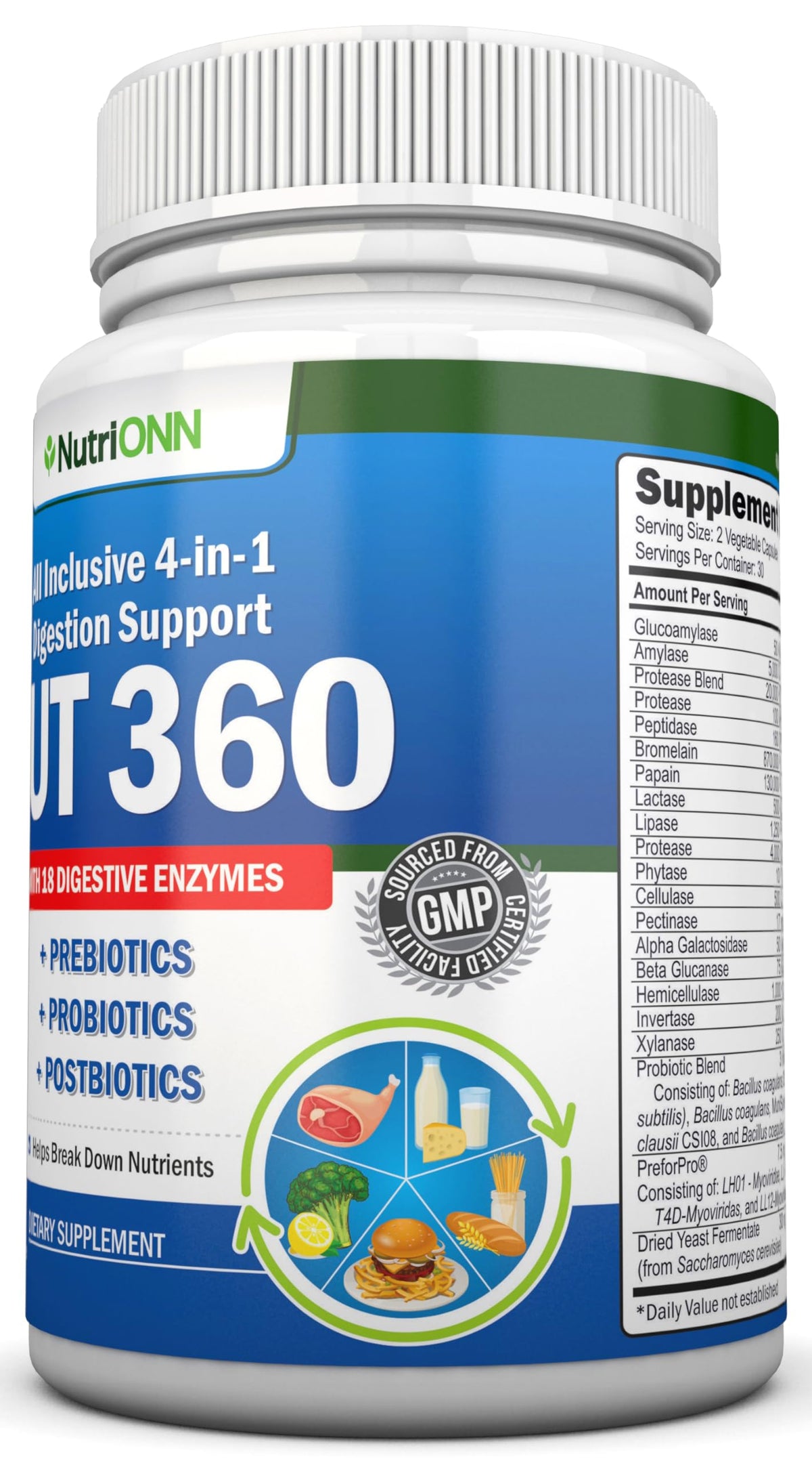 NutriONN Complément Alimentaire 4-en-1 Probiotiques Prébiotiques Enzymes utilisation