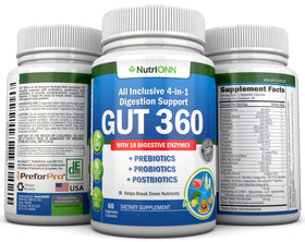 NutriONN Complément Alimentaire 4-en-1 Probiotiques Prébiotiques Enzymes vue de côté