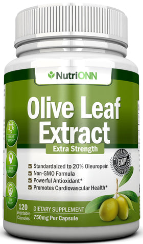 NutriONN Extrait de Feuille d'Olivier 750 mg, flacon de 120 capsules
