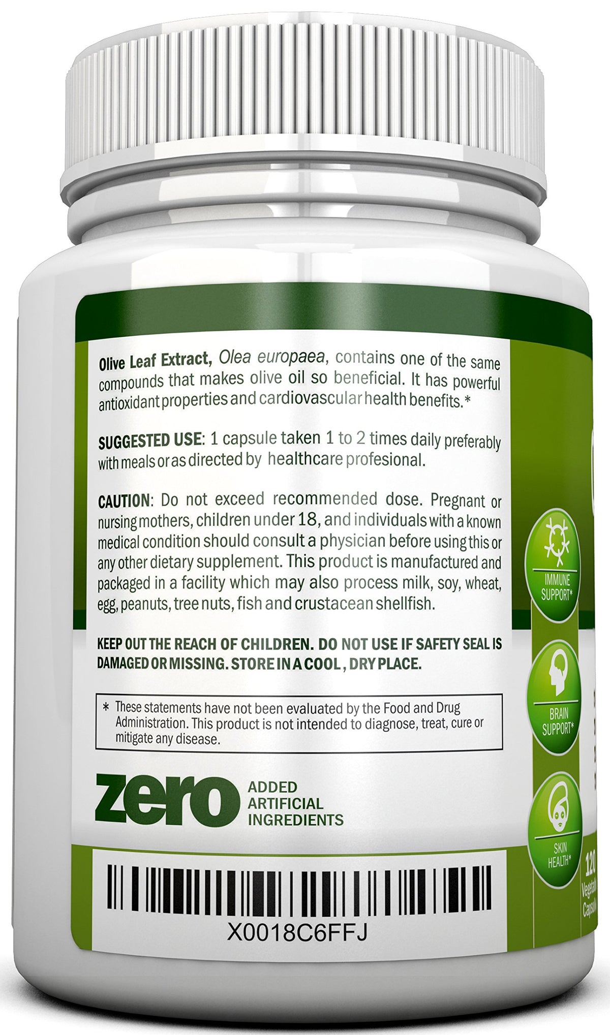 NutriONN Extrait de Feuille d'Olivier 750 mg, vue de côté du flacon