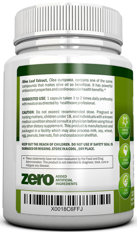 NutriONN Extrait de Feuille d'Olivier 750 mg, vue de côté du flacon