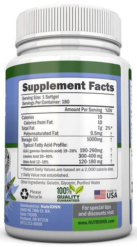NutriONN Huile de Bourrache 1000 mg gélules molles arrière