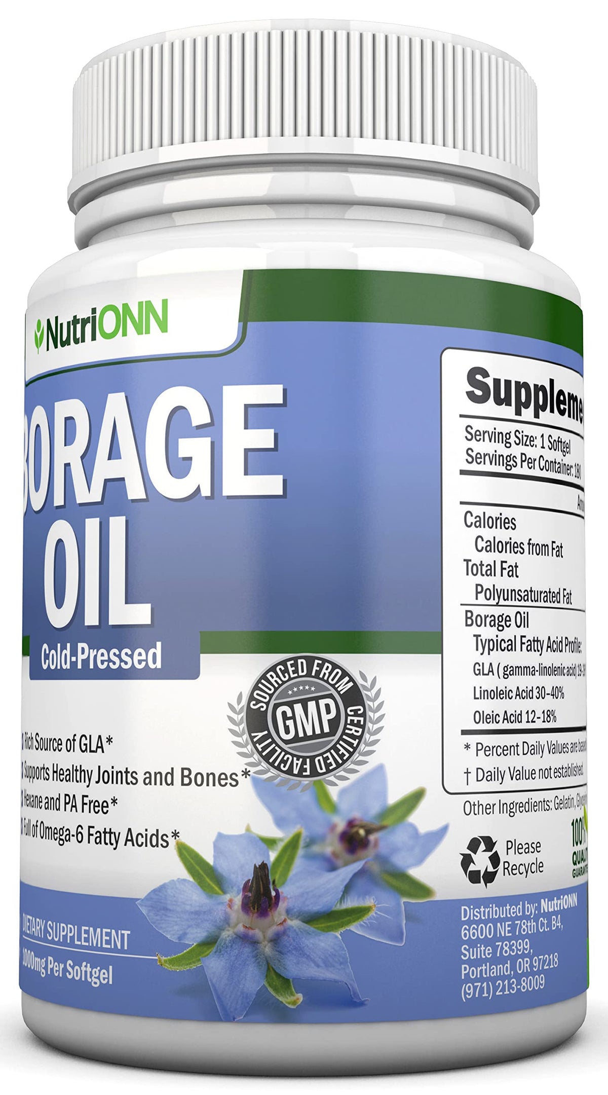 NutriONN Huile de Bourrache 1000 mg gélules molles avec boîte