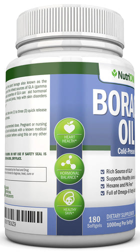 NutriONN Huile de Bourrache 1000 mg gélules molles en gros plan