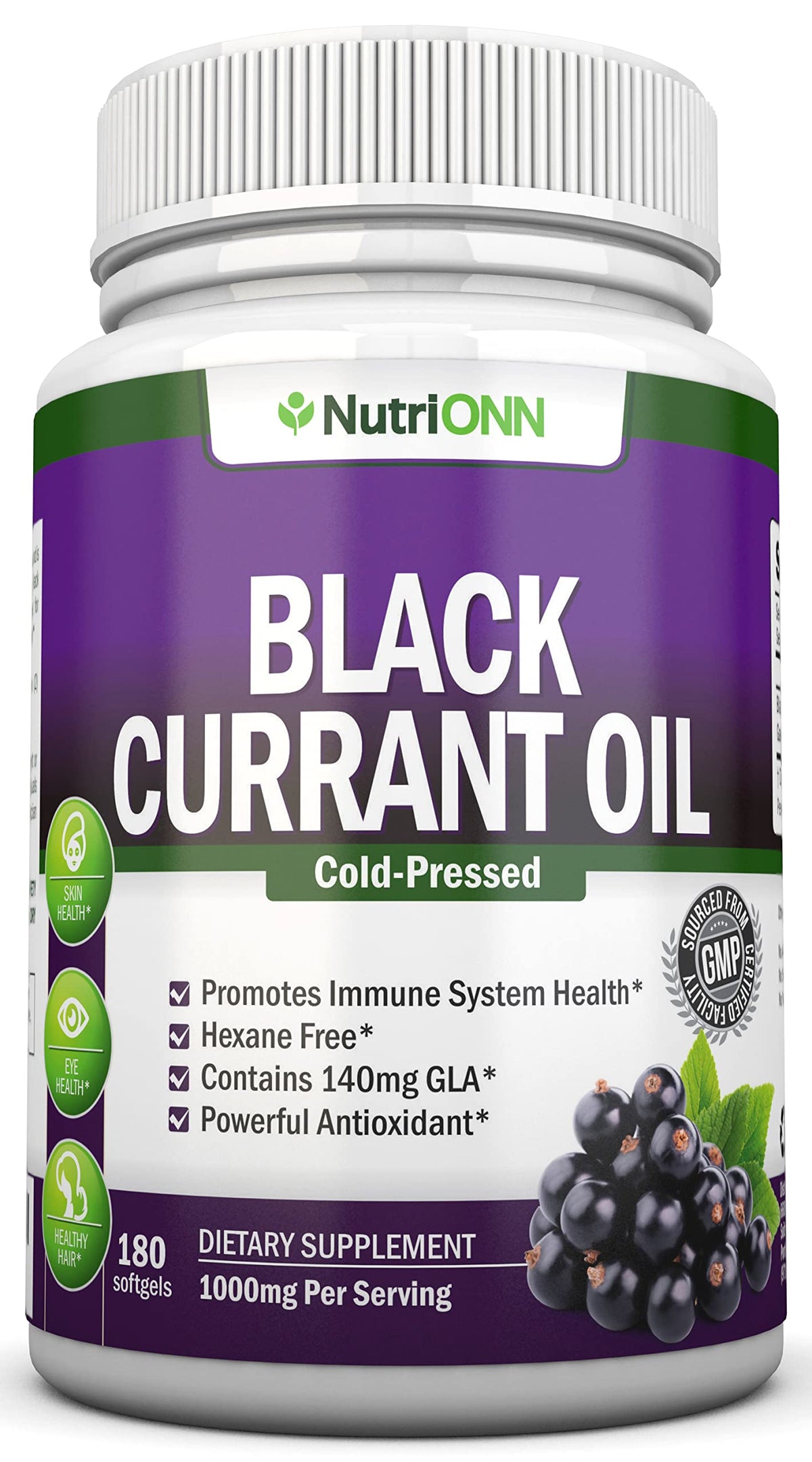 NutriONN Huile de Cassis 1000 mg 180 gélules molles vue de face