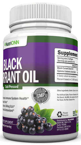 NutriONN Huile de Cassis 1000 mg gélules molles avec étiquette