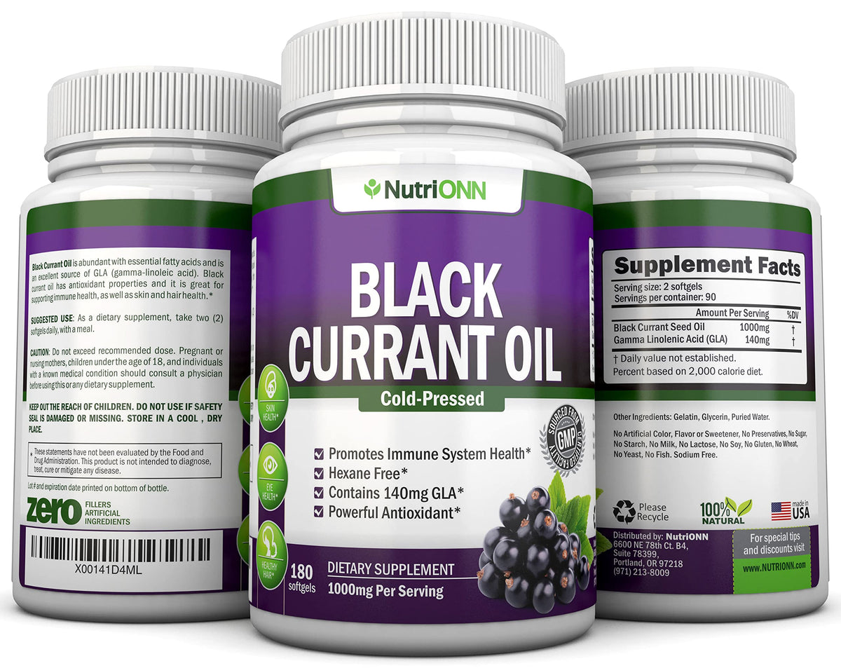 NutriONN Huile de Cassis 1000 mg gélules molles en gros plan