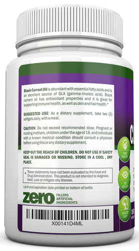 NutriONN Huile de Cassis 1000 mg gélules molles sur fond blanc