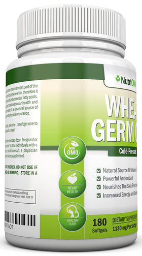 NutriONN Huile de Germe de Blé 1130mg 180 Gélules Softgels gélules individuelles