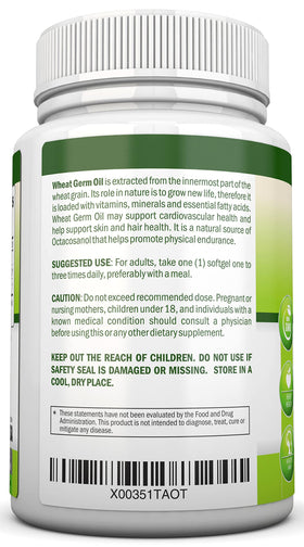 NutriONN Huile de Germe de Blé 1130mg 180 Gélules Softgels vue de côté