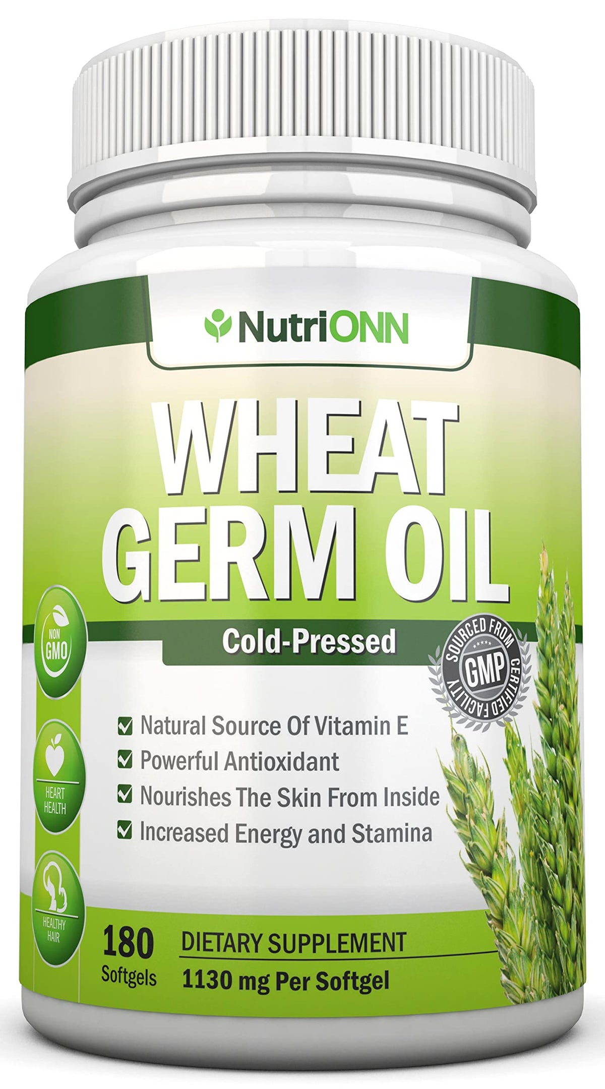 NutriONN Huile de Germe de Blé 1130mg 180 Gélules Softgels vue de face