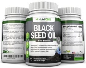 NutriONN Huile de Graines Noires, étiquette détaillant les ingrédients