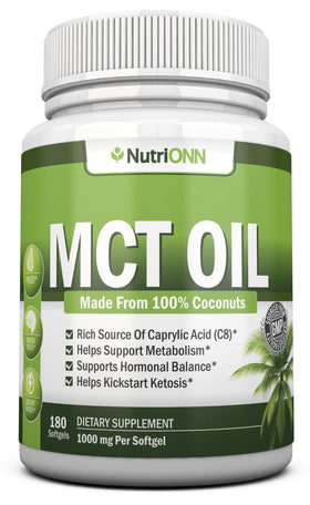 NutriONN Huile MCT 3000mg 180 capsules vue de face
