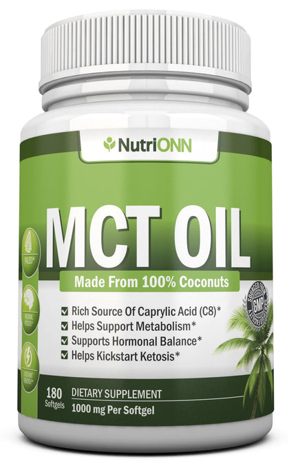 NutriONN Huile MCT 3000mg 180 capsules vue de face