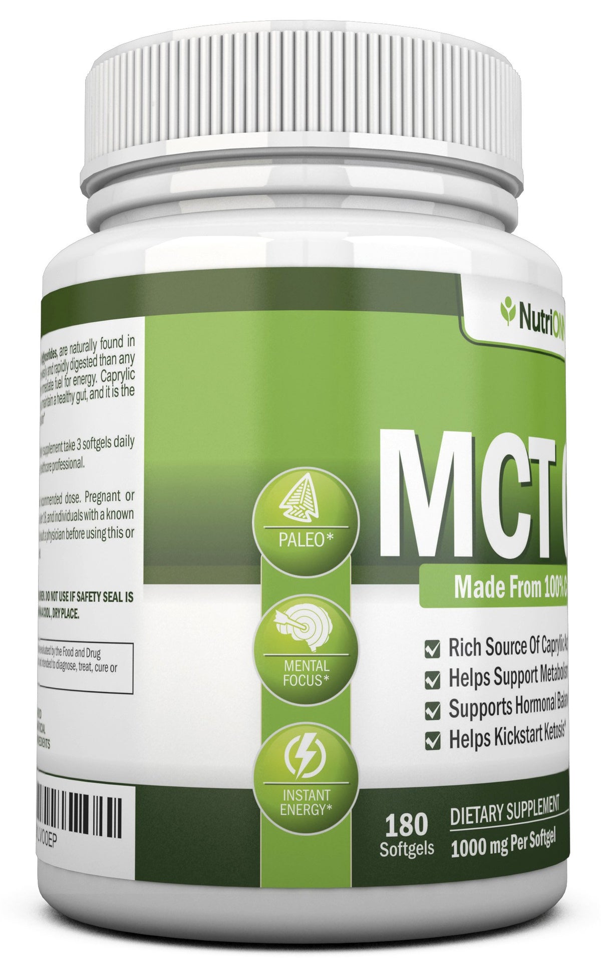 NutriONN Huile MCT 3000mg capsules ouvertes