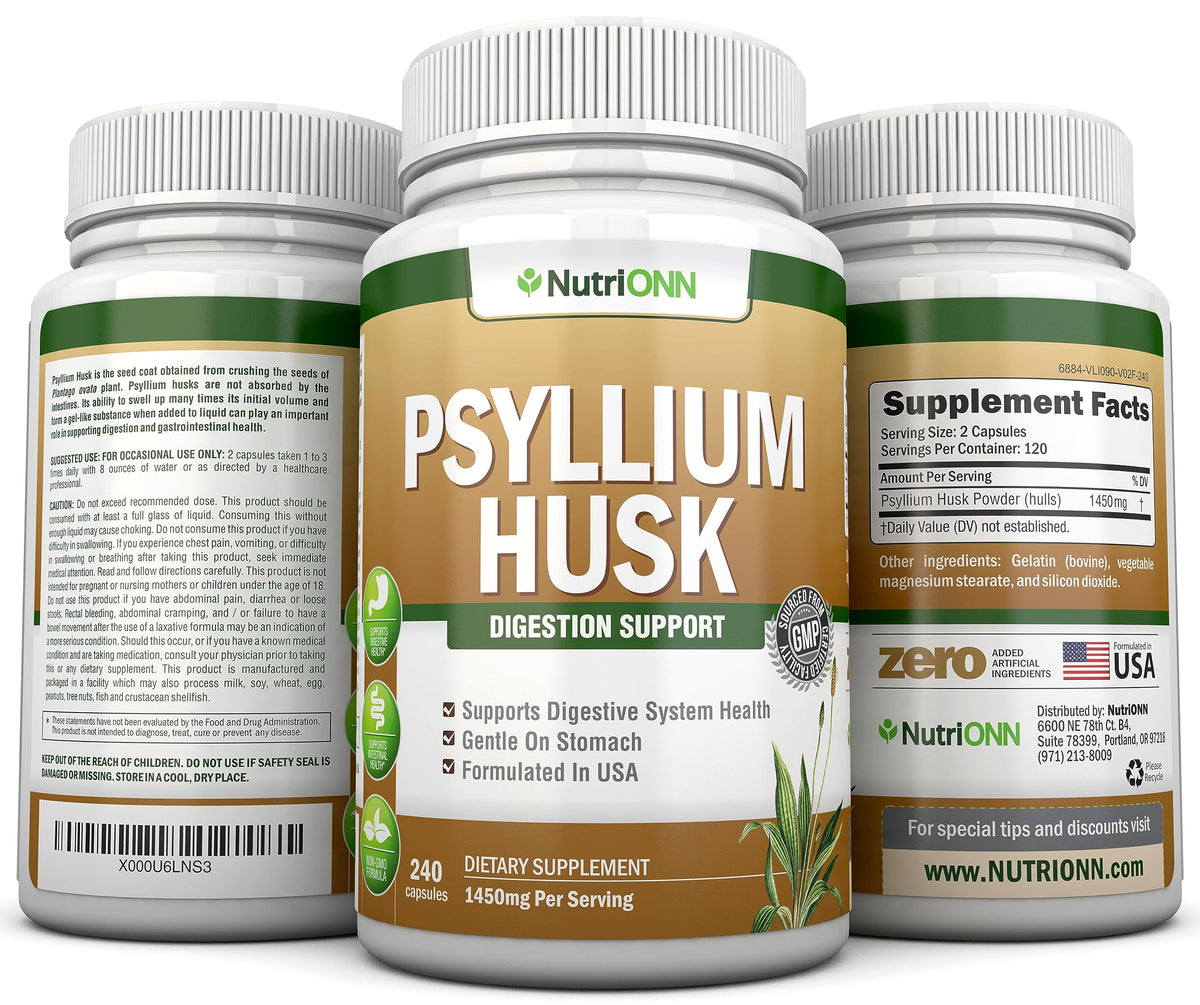 NutriONN Psyllium Husk Capsules 1450mg composition
