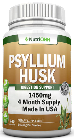 NutriONN Psyllium Husk Capsules 1450mg flacon avant