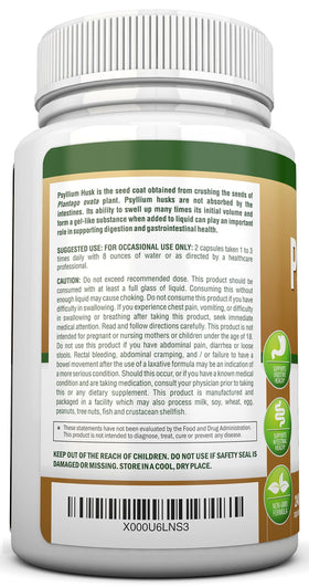 NutriONN Psyllium Husk Capsules 1450mg sur fond blanc