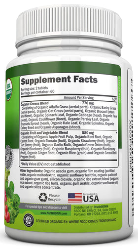 NutriONN Super Greens Bio capsules avec étiquette