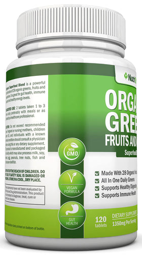 NutriONN Super Greens Bio capsules ouvertes montrant la taille