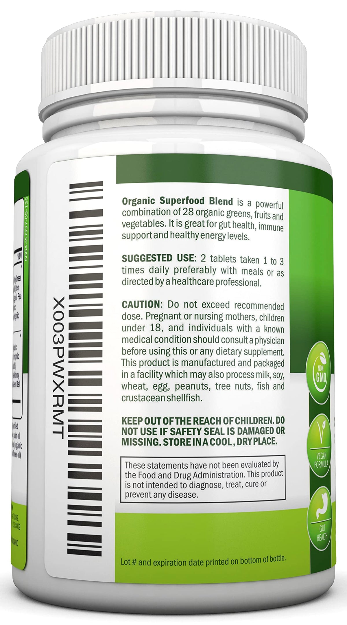 NutriONN Super Greens Bio capsules sur fond blanc