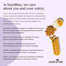 NutriRise Complexe de Soutien daily wellness avec des ingrédients naturels en arrière-plan
