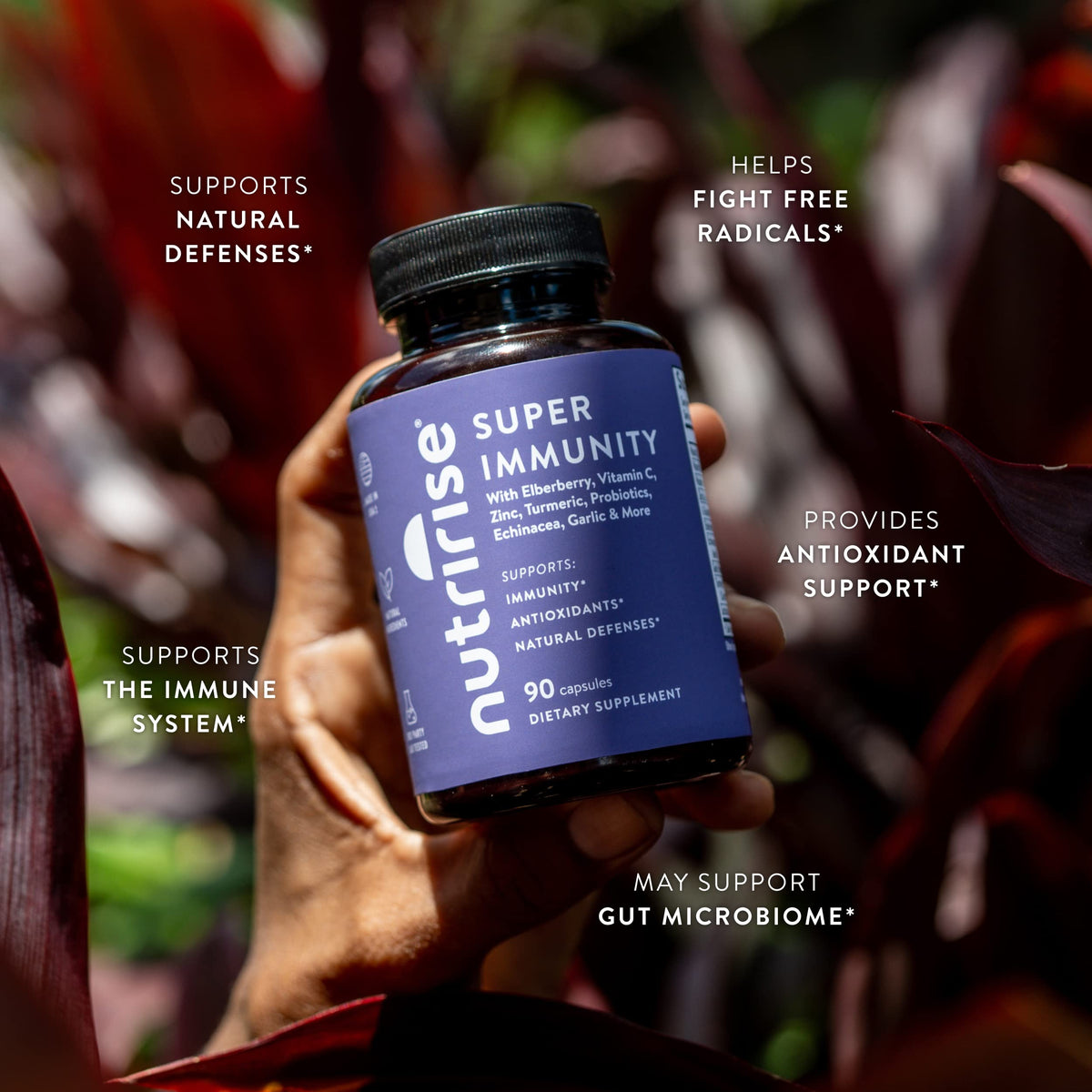 NutriRise Complexe de Soutien daily wellness sur une table en bois