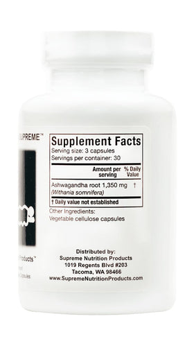 Nutrition Ashwagandha capsules, vue de côté