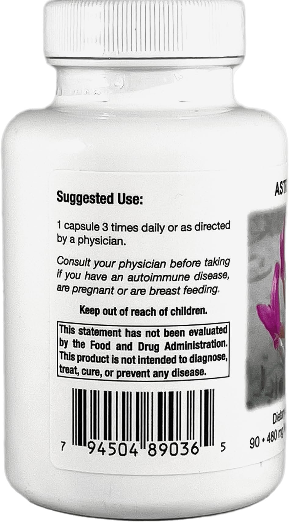 Nutrition Astragalus gélules, étiquette et ingrédients