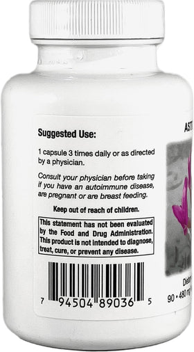 Nutrition Astragalus gélules, étiquette et ingrédients