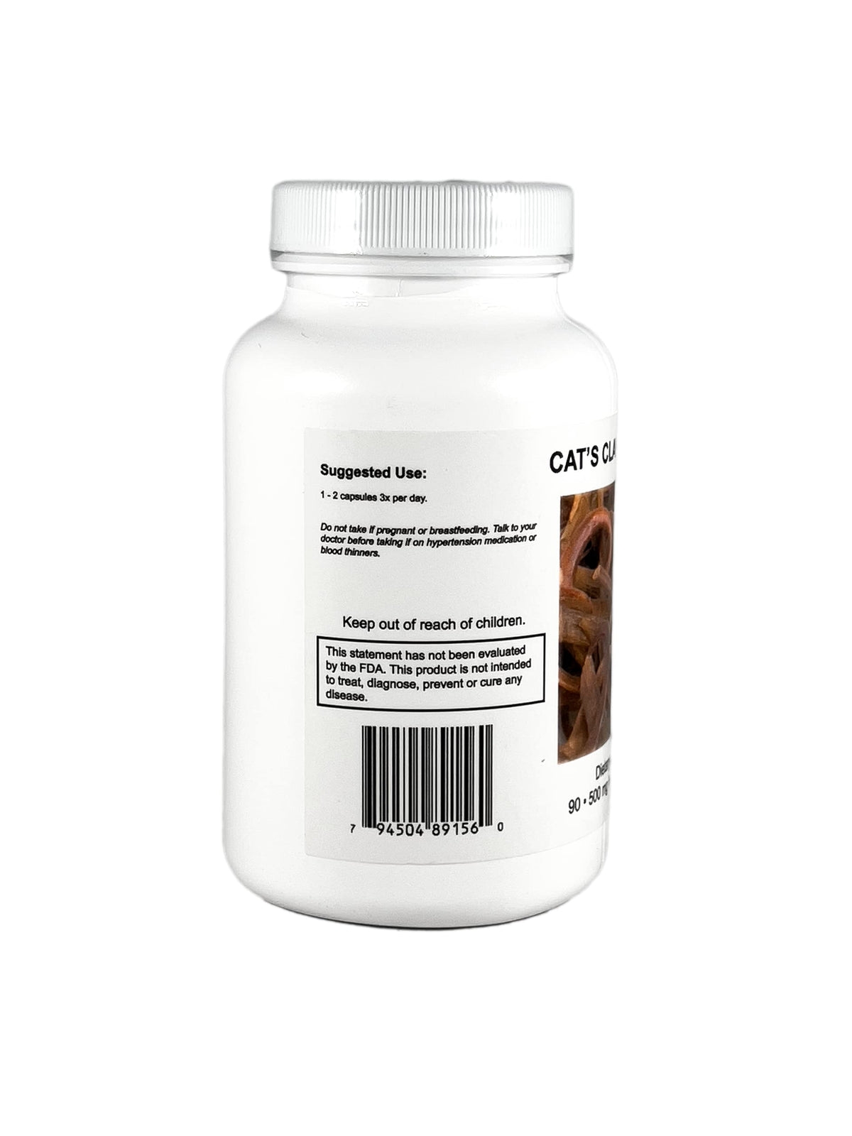 Nutrition Cat's Claw capsules végétariennes sur fond blanc