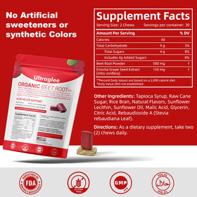 Nutrition facts of Ultraglee Beetsroot Heart Chews
