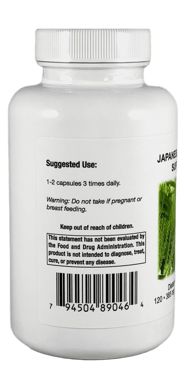 Nutrition Knotweed Japonais capsules, vue de l'arrière avec ingrédients