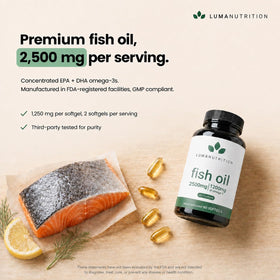 Nutrition Luma Omega 3, arrière du flacon avec informations
