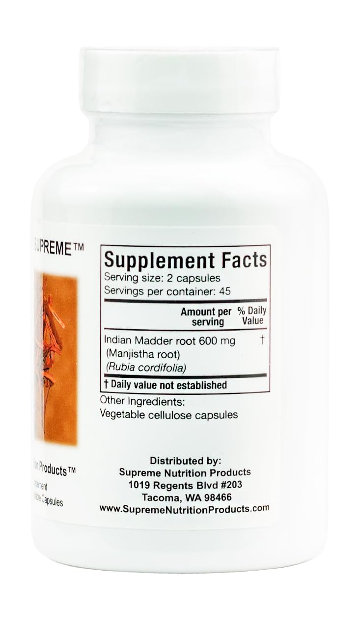 Nutrition Manjistha gélules, étiquette et dosage
