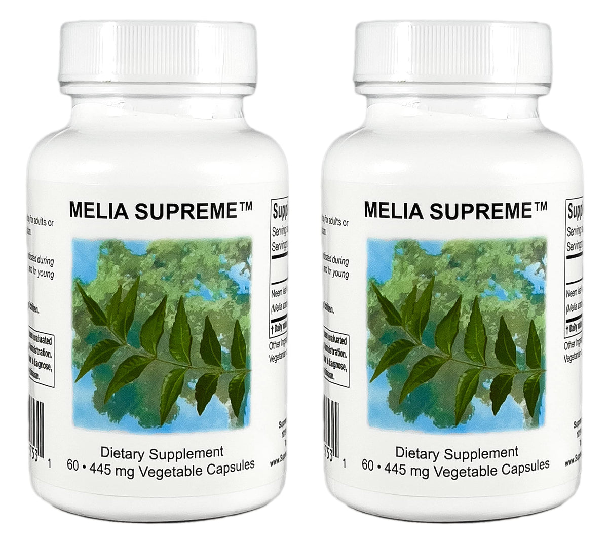 Nutrition Melia 60 capsules de feuille de neem vue de face
