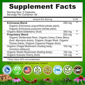 Nutrition Restore Capsules d'Echinacée Bio sur une table en bois