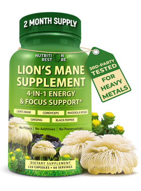 Nutrition Restore capsules de champignon Lion's Mane 700mg vue de face