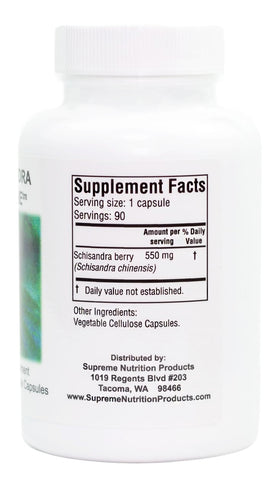 Nutrition Schisandra capsules, vue de côté